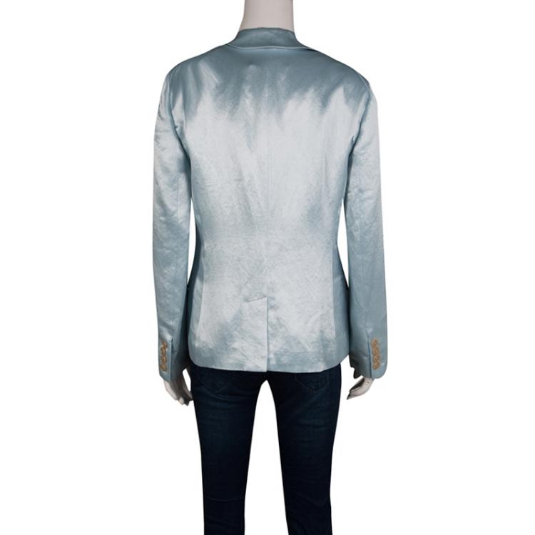 Pre Owned Marc by Marc Jacobs Stormy Sky Blue Cosmo Satin Blazer S