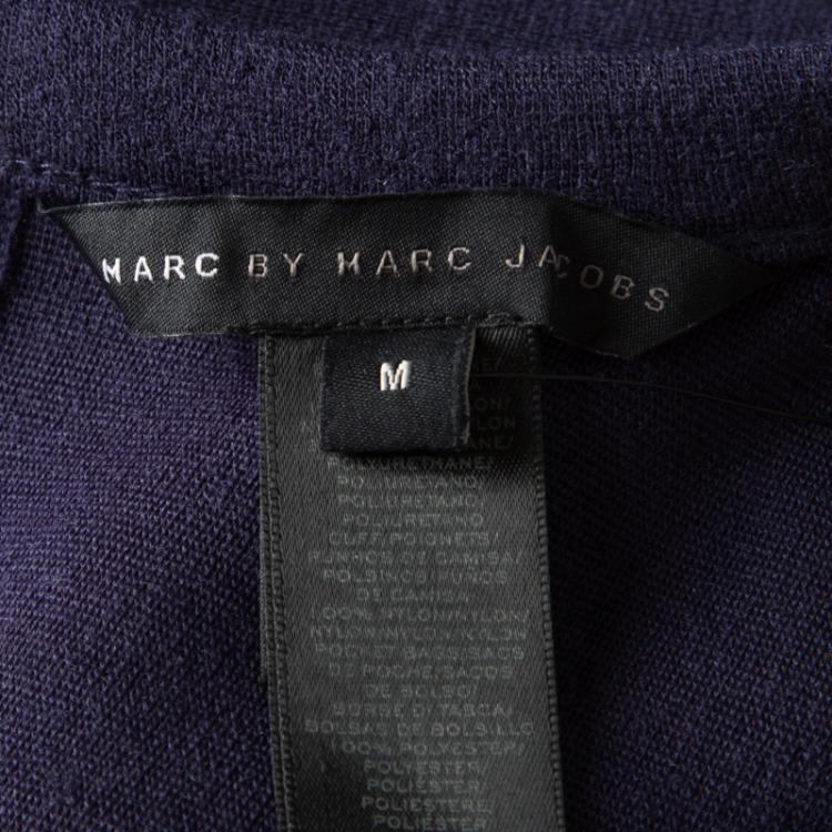 Pre Owned Marc By Marc Jacobs Indigo Drop Waist Zip Detail Sweatshirt Dress L