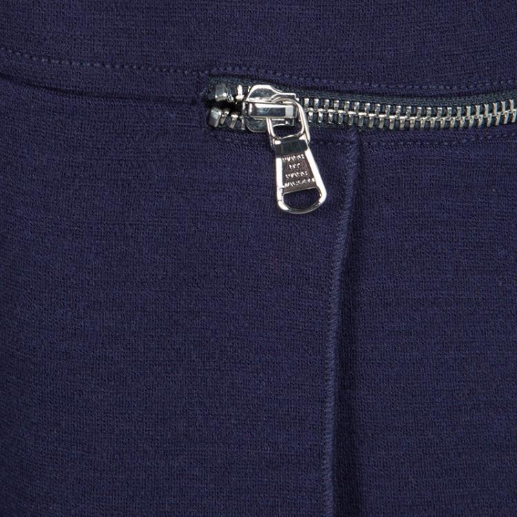 Pre Owned Marc By Marc Jacobs Indigo Drop Waist Zip Detail Sweatshirt Dress L