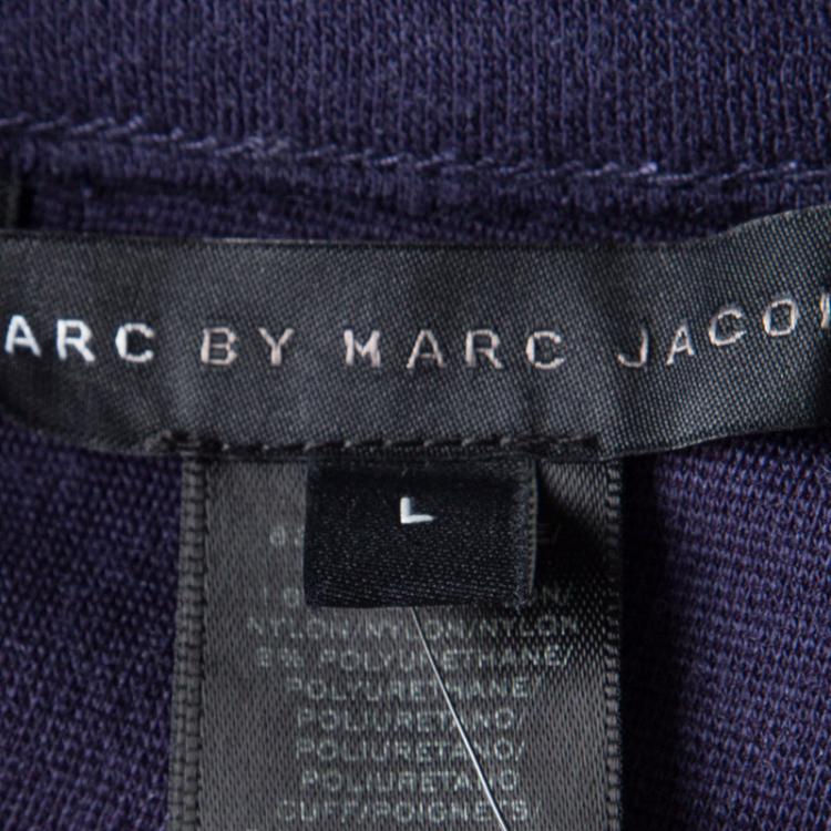 Pre Owned Marc By Marc Jacobs Indigo Drop Waist Zip Detail Sweatshirt Dress L