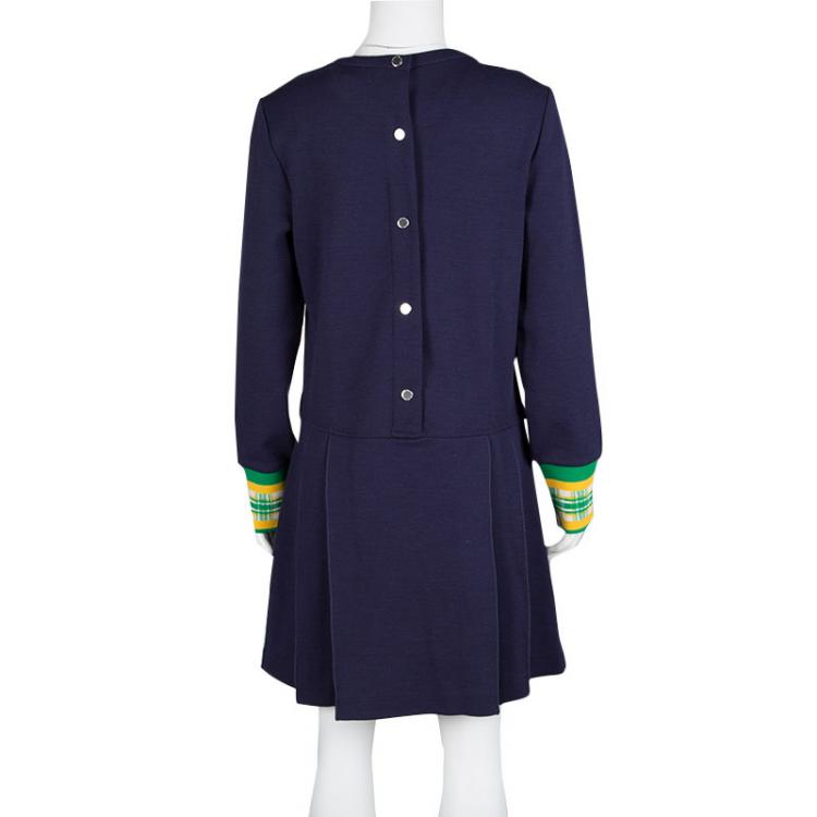 Pre Owned Marc By Marc Jacobs Indigo Drop Waist Zip Detail Sweatshirt Dress M