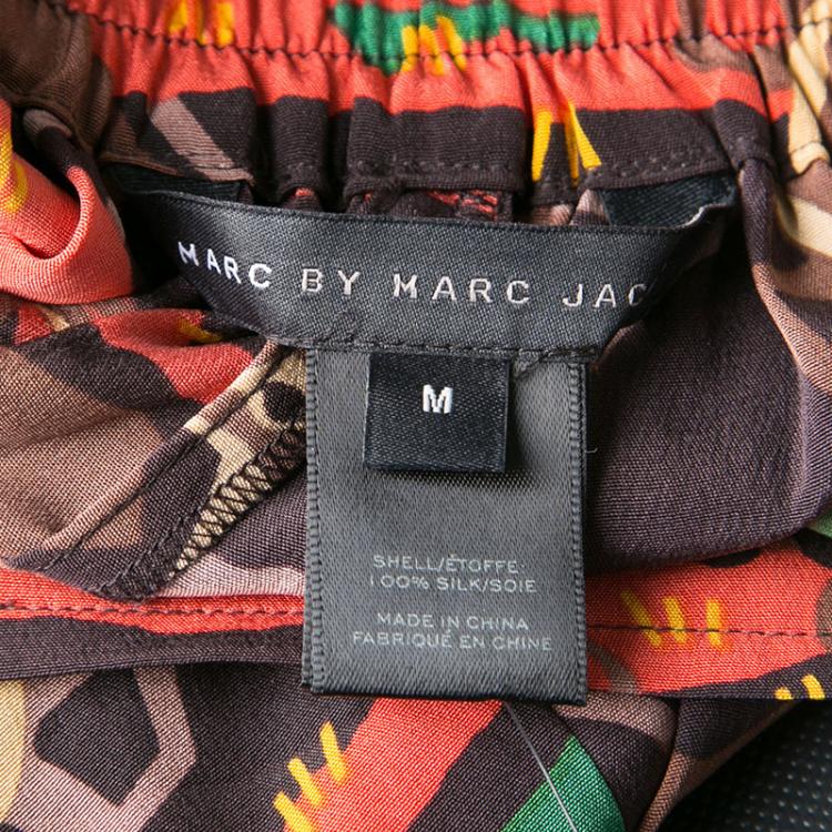 Pre Owned Marc By Marc Jacobs Special Edition Deer Printed Silk Drop Crotch Belted Pants M