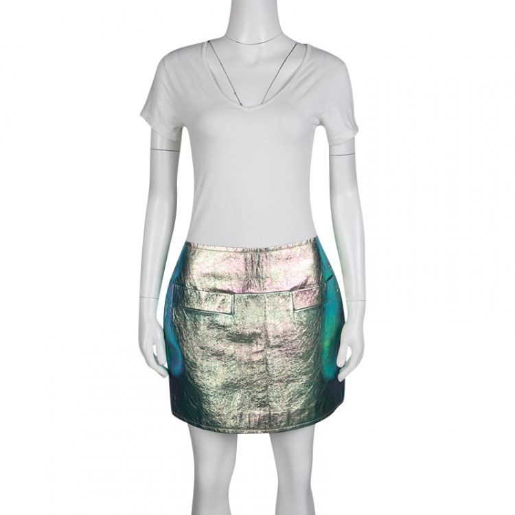 Marc by Marc Jacobs Metallic Iridescent Leather Mini Skirt S Marc