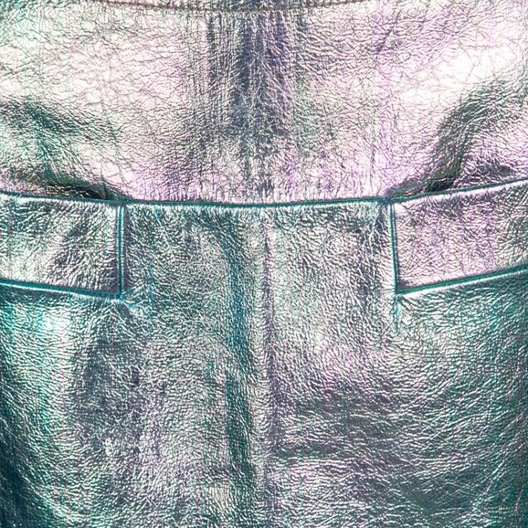 Pre Owned Marc by Marc Jacobs Metallic Iridescent Leather Mini Skirt S