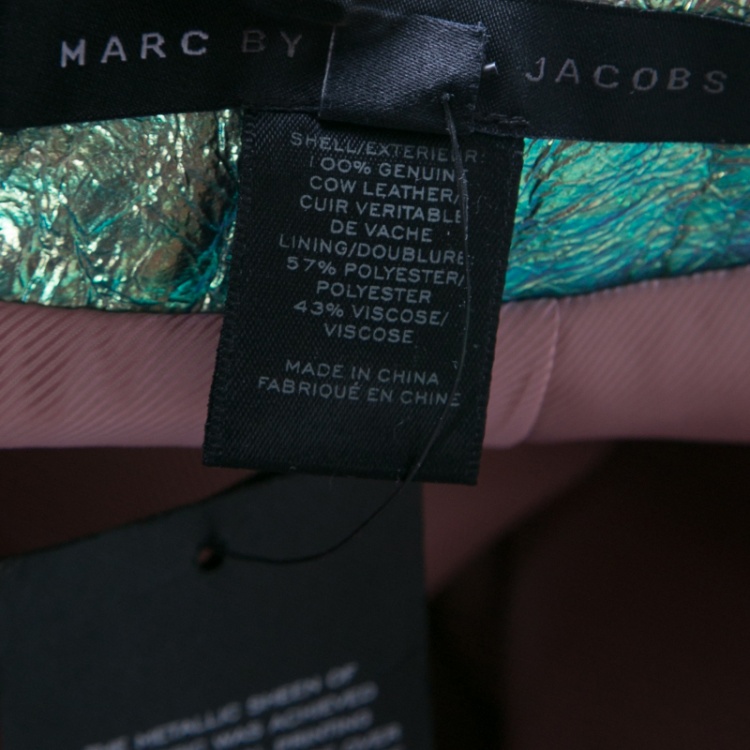 Pre Owned Marc by Marc Jacobs Metallic Iridescent Leather Mini Skirt S