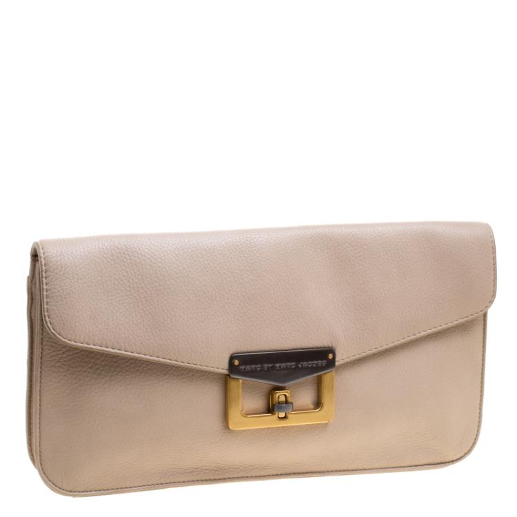 Pre Owned Marc by Marc Jacobs Beige Leather Bianca Clutch