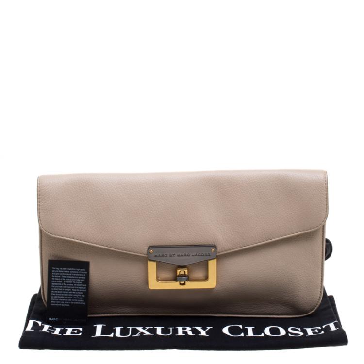 Pre Owned Marc by Marc Jacobs Beige Leather Bianca Clutch