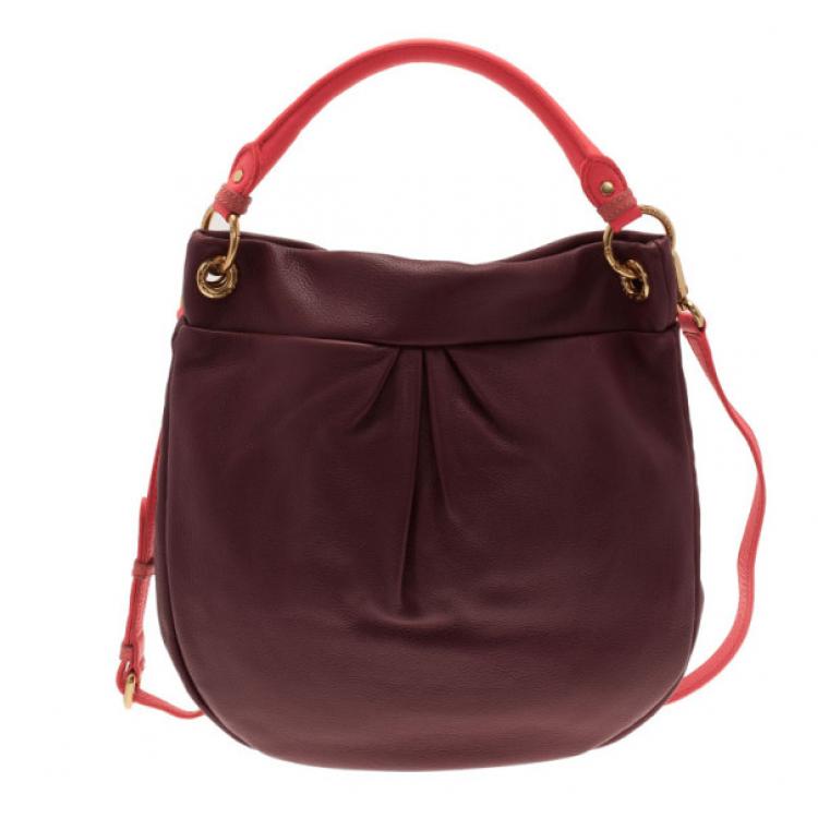 Pre Owned Marc by Marc Jacobs Maroon Leather Hillier Hobo