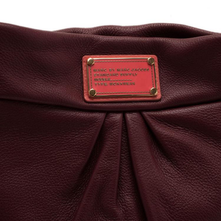 Pre Owned Marc by Marc Jacobs Maroon Leather Hillier Hobo