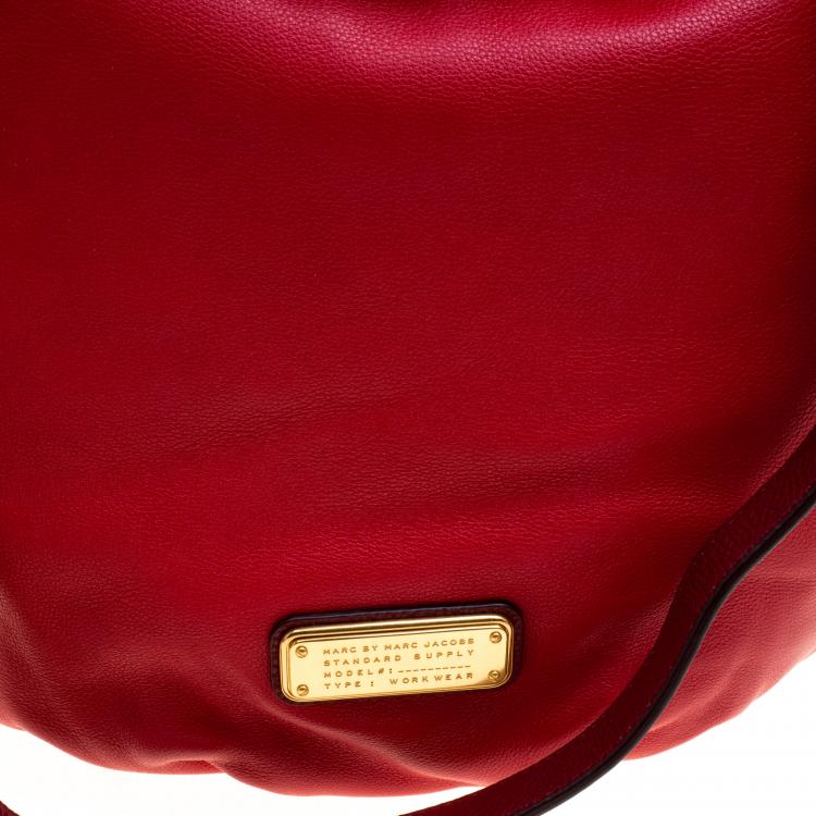 Pre Owned Marc by Marc Jacobs Red Leather New Q Hillier Hobo