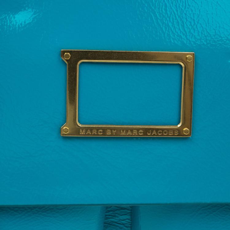 Pre Owned Marc by Marc Jacobs Turquoise Glazed Leather Small Werdie Satchel