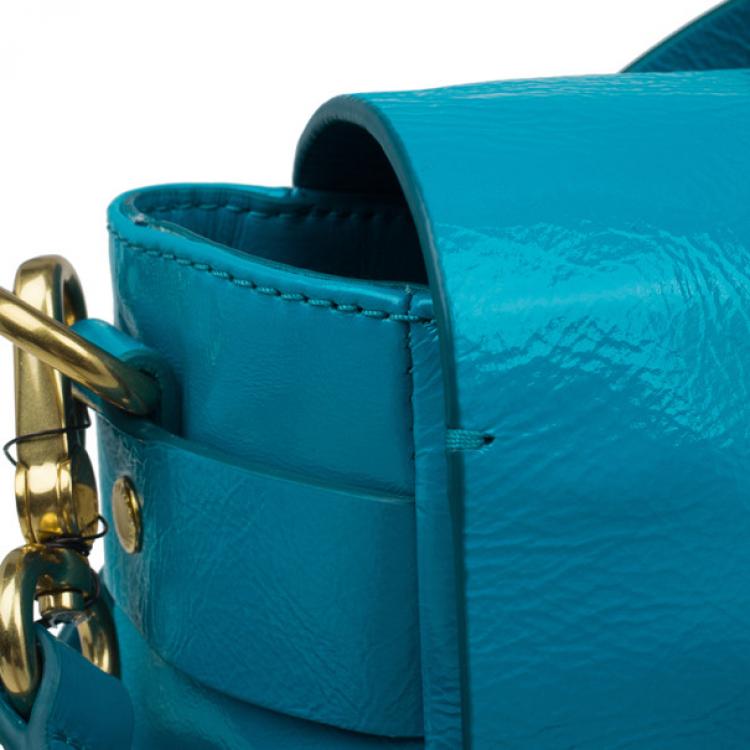 Pre Owned Marc by Marc Jacobs Turquoise Glazed Leather Small Werdie Satchel