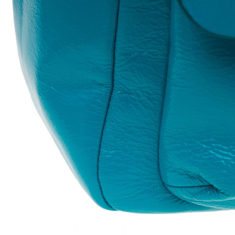 Pre Owned Marc by Marc Jacobs Turquoise Glazed Leather Small Werdie Satchel