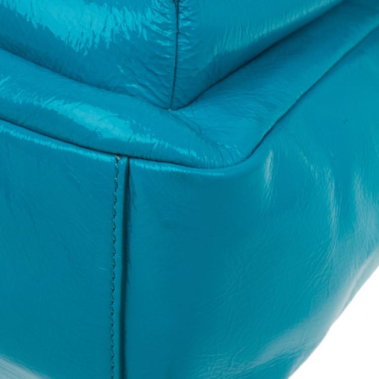 Pre Owned Marc by Marc Jacobs Turquoise Glazed Leather Small Werdie Satchel