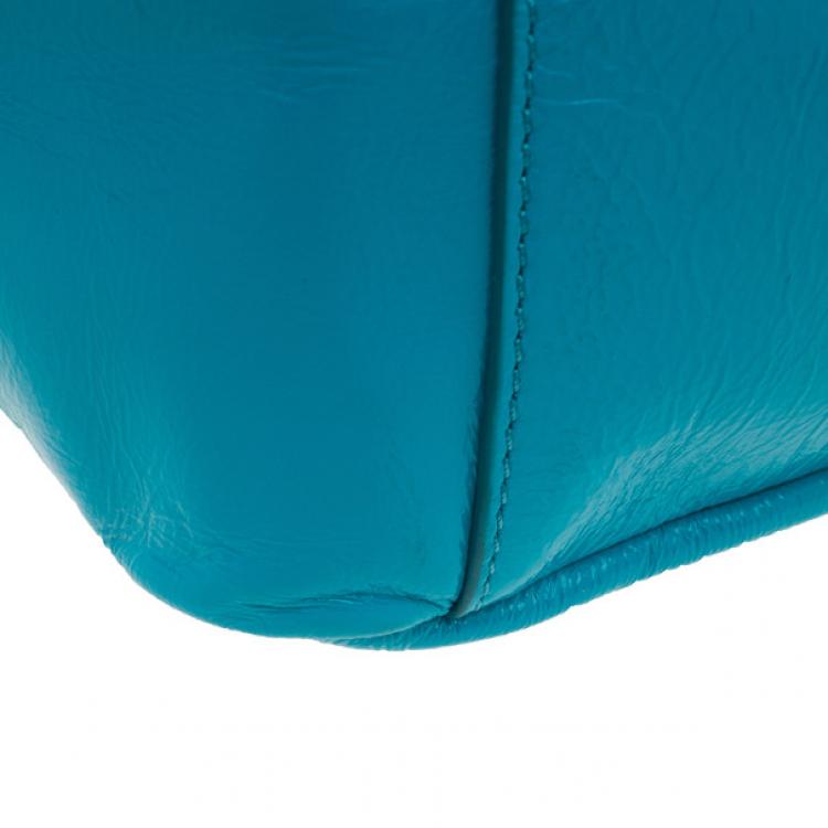 Pre Owned Marc by Marc Jacobs Turquoise Glazed Leather Small Werdie Satchel