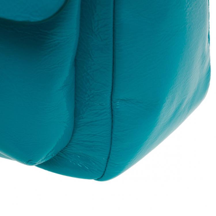 Pre Owned Marc by Marc Jacobs Turquoise Glazed Leather Large Top Handle Werdie Satchel