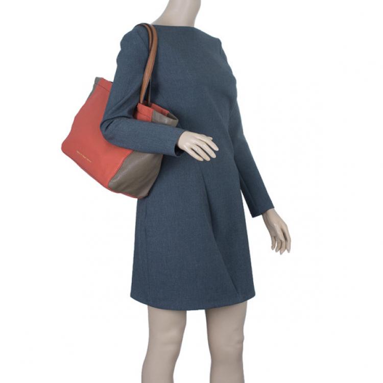 Pre Owned Marc by Marc Jacobs Rose Leather What's The T Two-Tone Tote