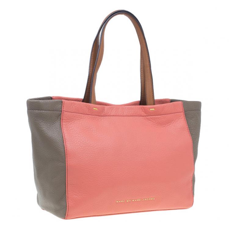 Pre Owned Marc by Marc Jacobs Rose Leather What's The T Two-Tone Tote
