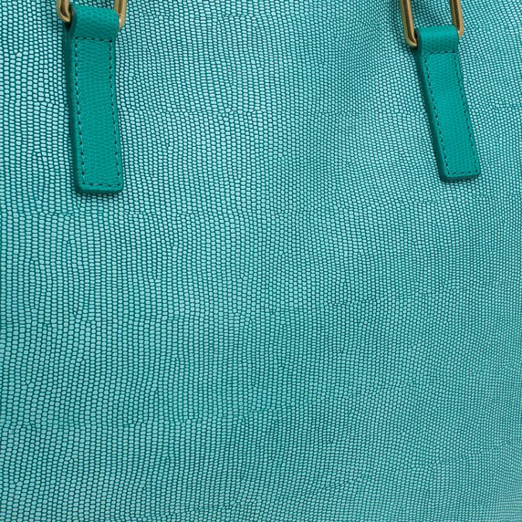 Pre Owned Marc by Marc Jacobs Green/Blue Lizard Stamp Leather Take Me Tote 