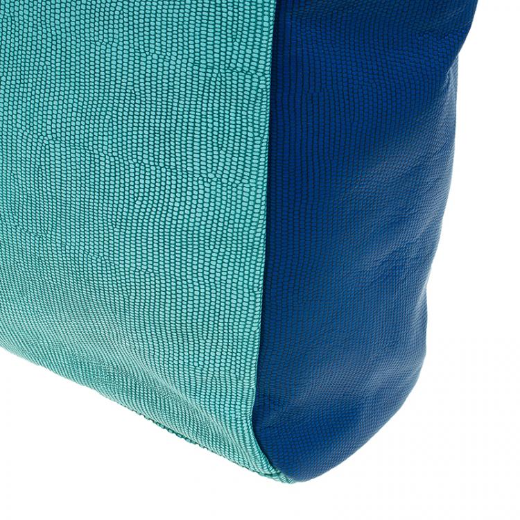 Pre Owned Marc by Marc Jacobs Green/Blue Lizard Stamp Leather Take Me Tote 