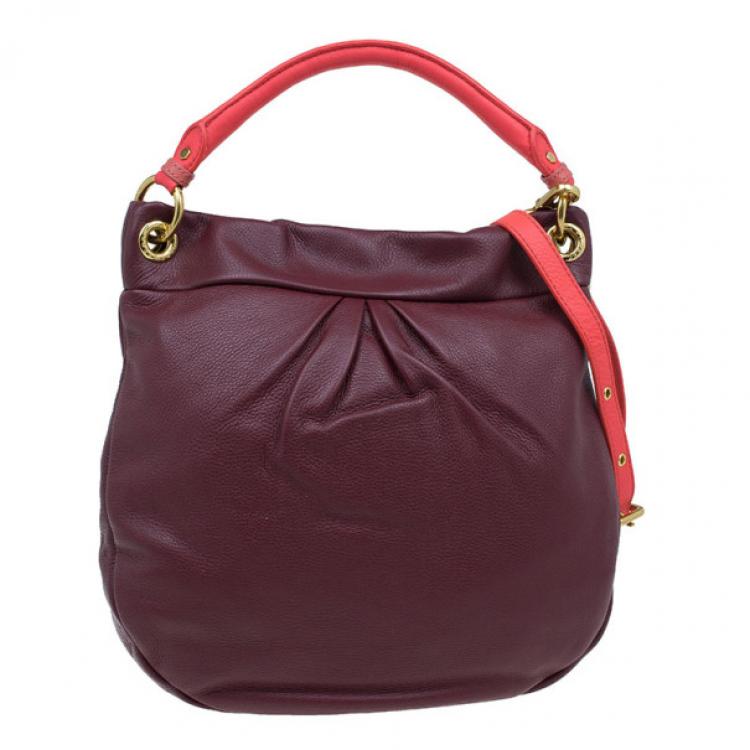 Pre Owned Marc by Marc Jacobs Burgundy Leather Hillier Hobo
