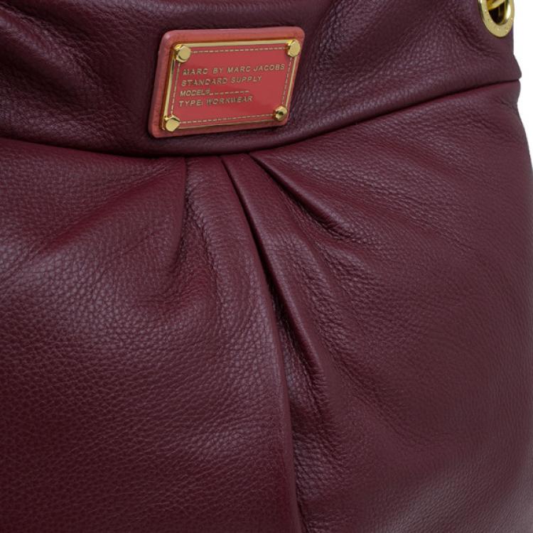 Pre Owned Marc by Marc Jacobs Burgundy Leather Hillier Hobo