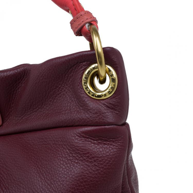Pre Owned Marc by Marc Jacobs Burgundy Leather Hillier Hobo