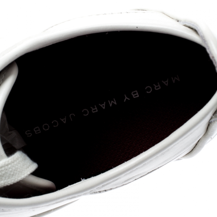 Pre Owned Marc by Marc Jacobs White Leather Greenwich Low Top Sneakers Size 38