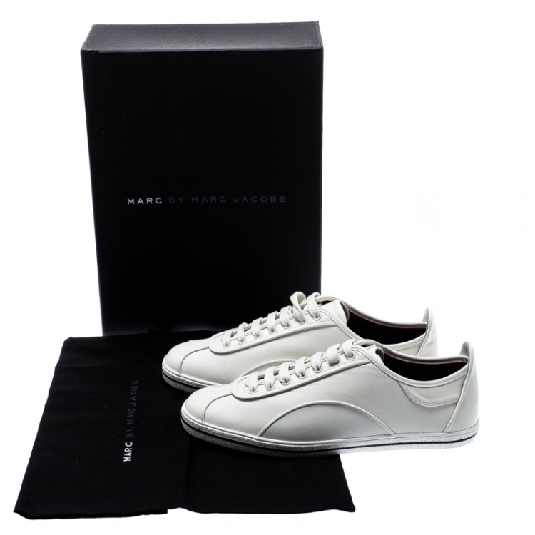 Pre Owned Marc by Marc Jacobs White Leather Greenwich Low Top Sneakers Size 38