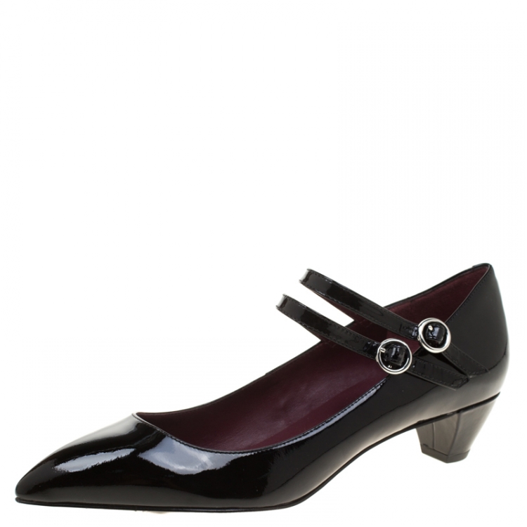 Pre Owned Marc by Marc Jacobs Black Patent Leather Sadie Pointed Toe Mary Jane Pumps Size 38