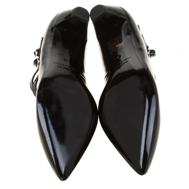 Pre Owned Marc by Marc Jacobs Black Patent Leather Sadie Pointed Toe Mary Jane Pumps Size 38
