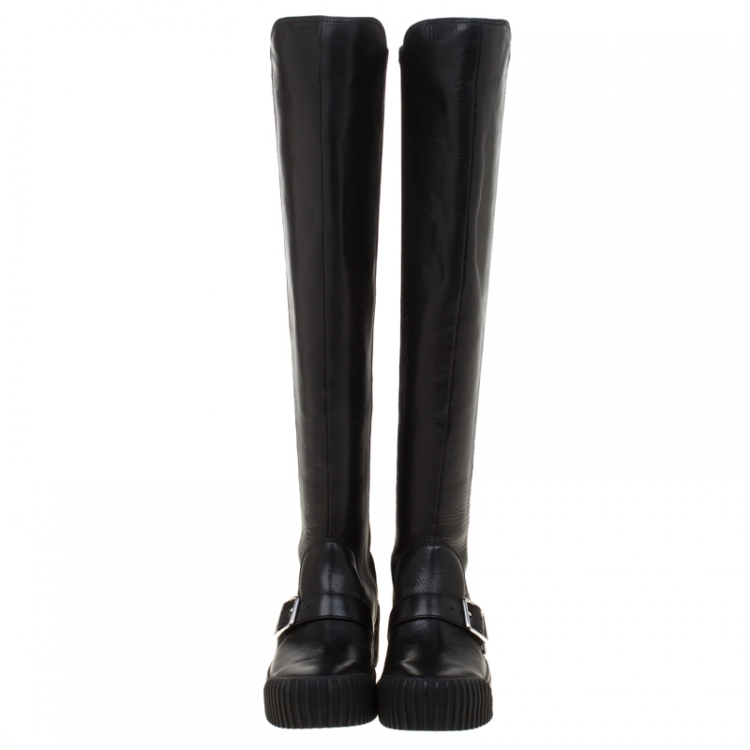 Pre Owned Marc by Marc Jacobs Black Leather Thompson Over the Knee Sneaker Boots Size 36