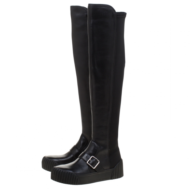 Pre Owned Marc by Marc Jacobs Black Leather Thompson Over the Knee Sneaker Boots Size 36