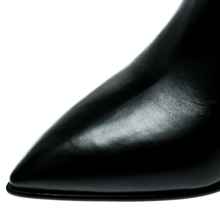 Pre Owned Marc Jacobs Black Leather Pointed Toe Ankle Boots Size 36