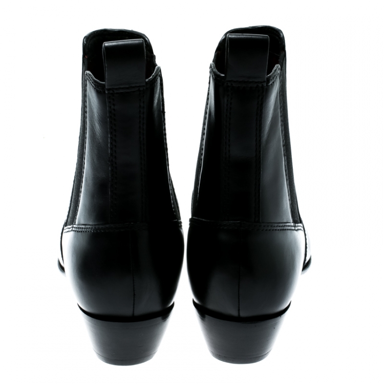 Pre Owned Marc Jacobs Black Leather Pointed Toe Ankle Boots Size 36