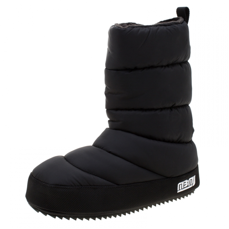مملوكة مسبقًا Marc by Marc Jacobs Black Quilted Nylon Fabric Howard Fleece Lined Tall Snow Boots Size 38