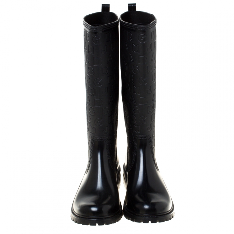 Pre Owned Marc by Marc Jacobs Black Rubber Alphabet Rain Boots Size 41