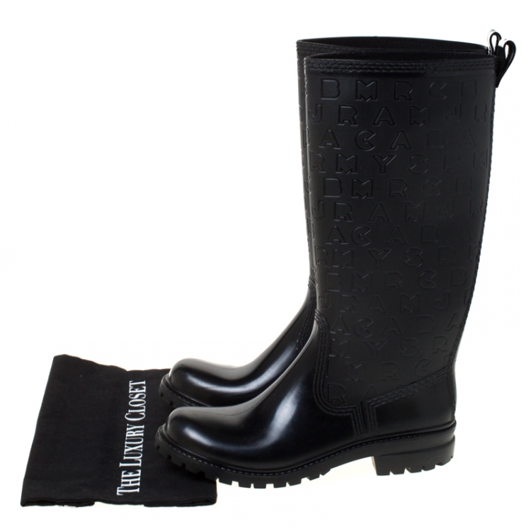 Pre Owned Marc by Marc Jacobs Black Rubber Alphabet Rain Boots Size 41