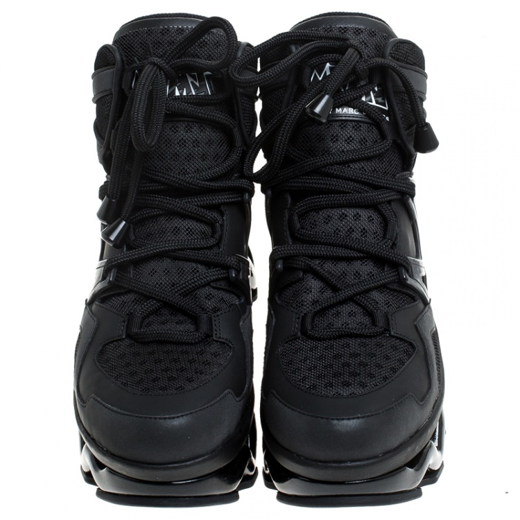 Pre Owned Marc by Marc Jacobs Black Leather And Mesh Spring Platform High Top Sneakers Size 39