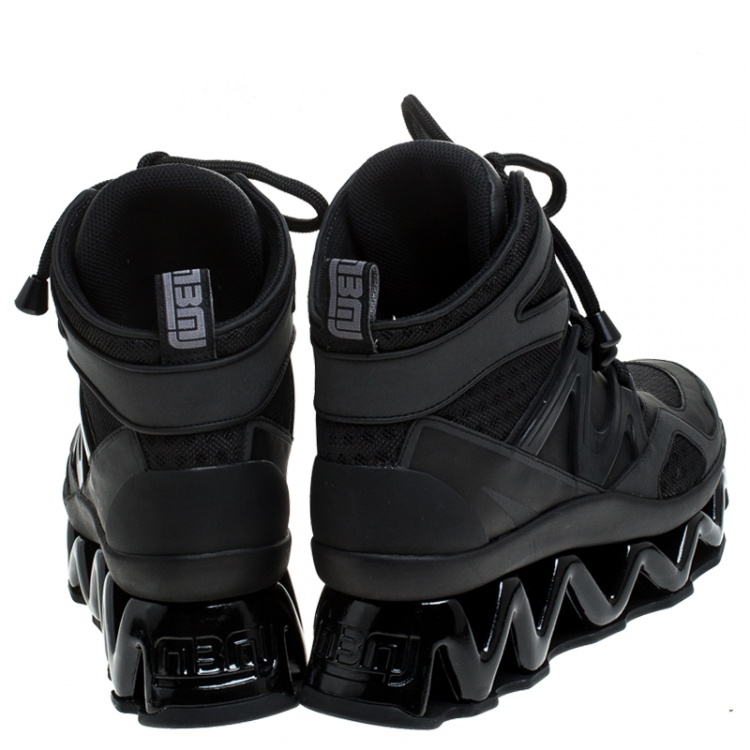 Pre Owned Marc by Marc Jacobs Black Leather And Mesh Spring Platform High Top Sneakers Size 39