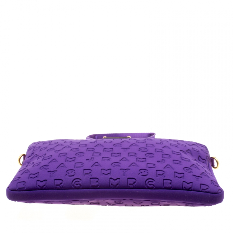Pre Owned Marc by Marc Jacobs Purple Monogram Fabric Laptop Bag