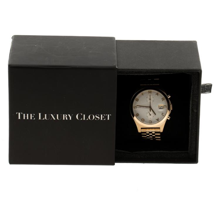 Pre Owned Marc by Marc Jacobs Silver Gold Plated Steel Fergus Chronograph MBM3379 Women's Wristwatch 38 mm