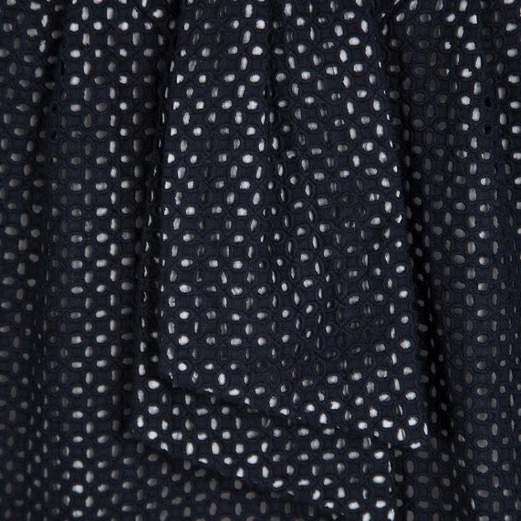 Pre Owned Marc by Marc Jacobs Navy Blue Cutout Overlay Sleeveless Top L