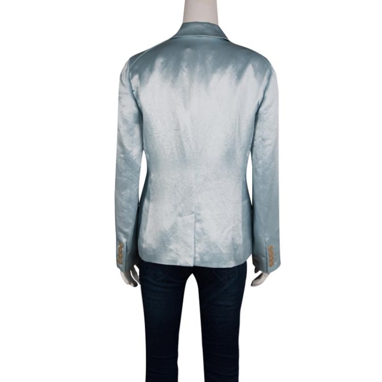Pre Owned Marc by Marc Jacobs Stormy Sky Blue Cosmo Satin Blazer M