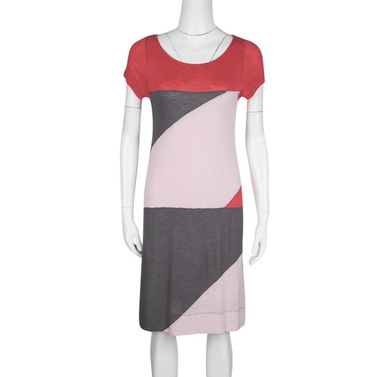 Pre Owned Marc by Marc Jacobs Color Block Tanya Slub Jersey Dress S
