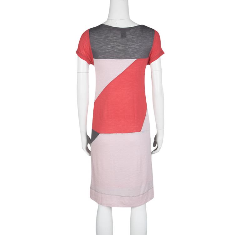 Pre Owned Marc by Marc Jacobs Color Block Tanya Slub Jersey Dress S