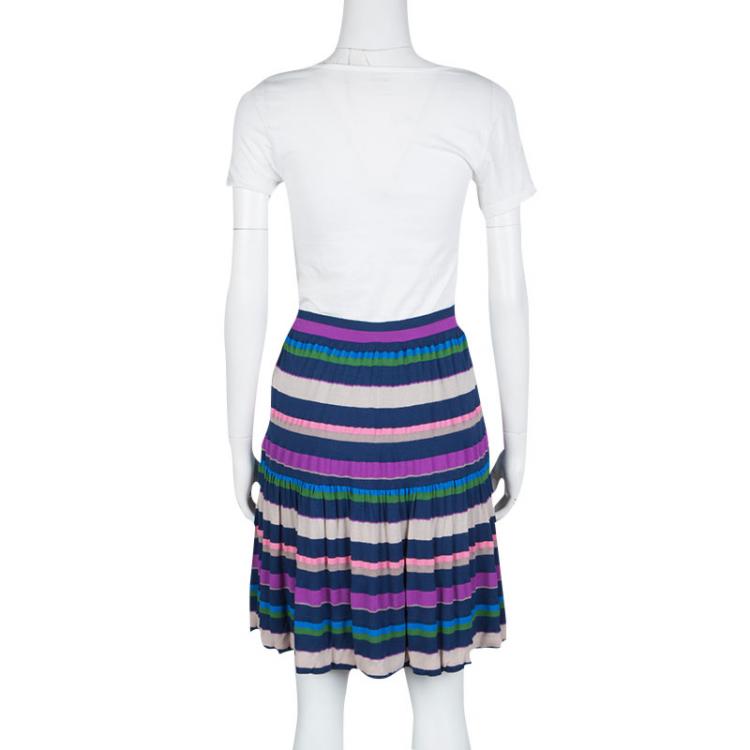 Pre Owned Marc by Marc Jacobs Multicolor Smash Striped Jersey Skirt S