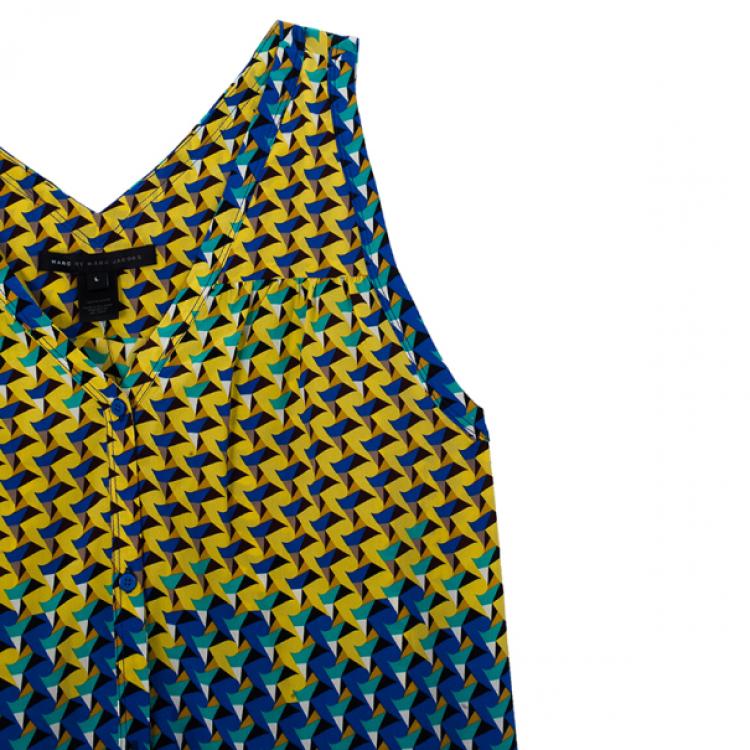 Pre Owned Marc by Marc Jacobs Yellow Paradox Print Top L