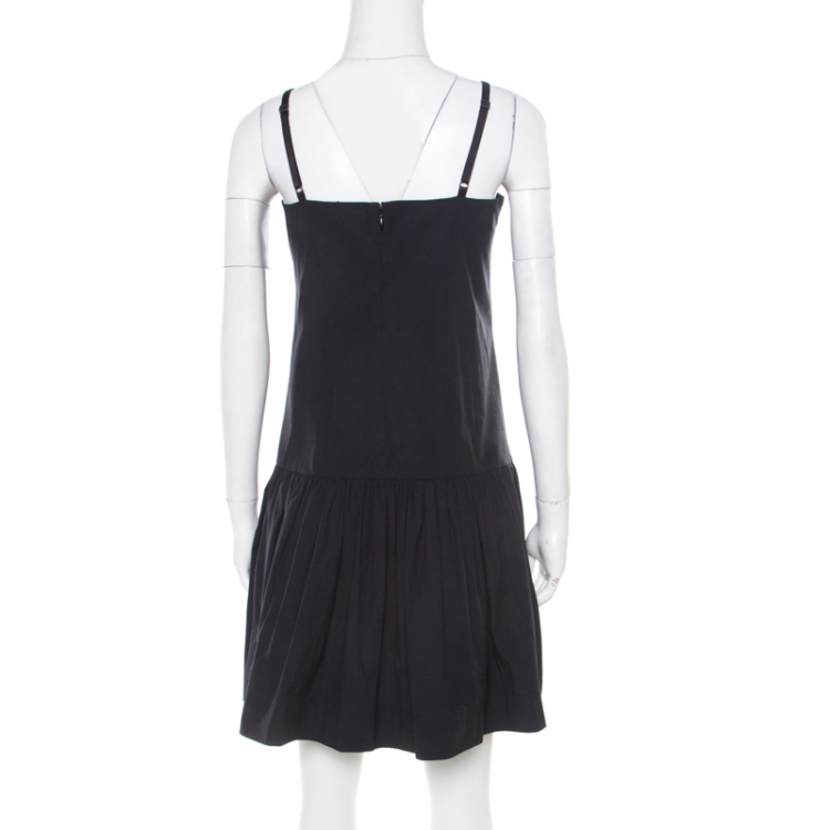 مملوكة مسبقًا Marc by Marc Jacobs Shadow Black Cotton Drop Waist Strappy Dress M