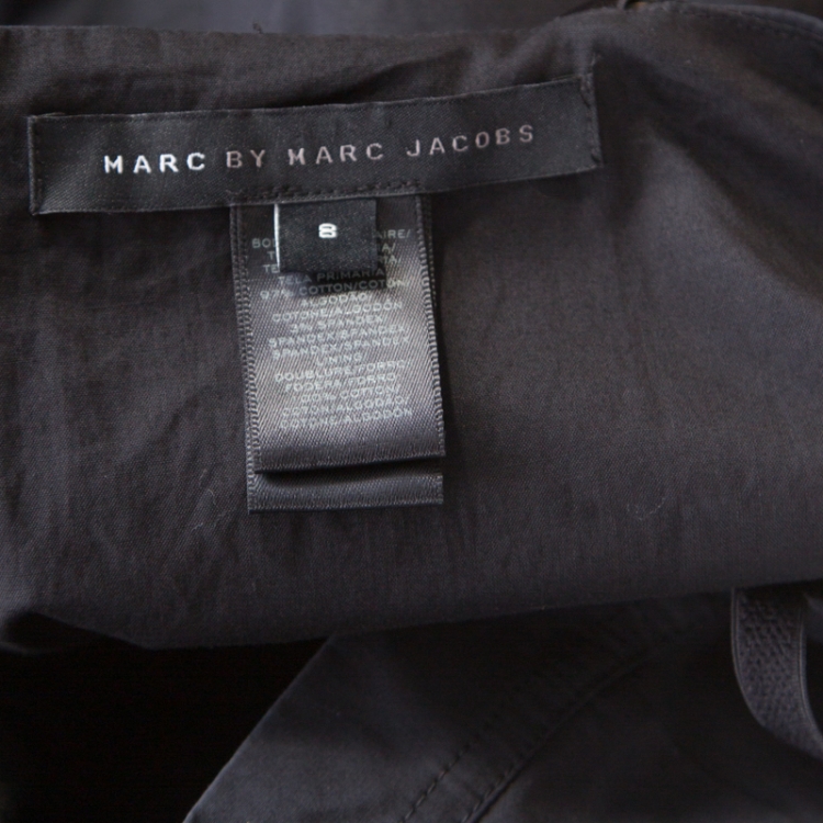 مملوكة مسبقًا Marc by Marc Jacobs Shadow Black Cotton Drop Waist Strappy Dress M